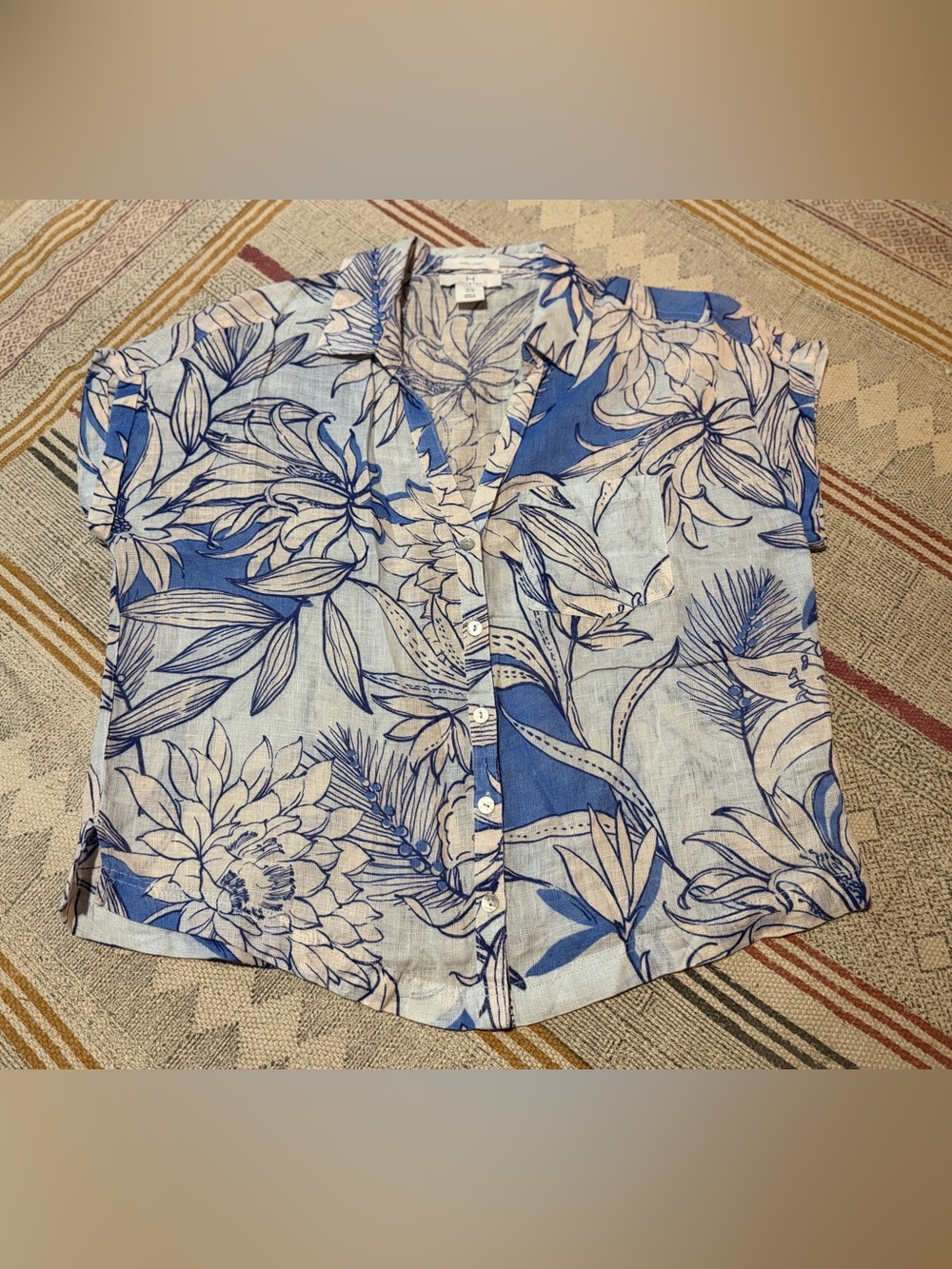 Halston 100% Linen Button Up Top